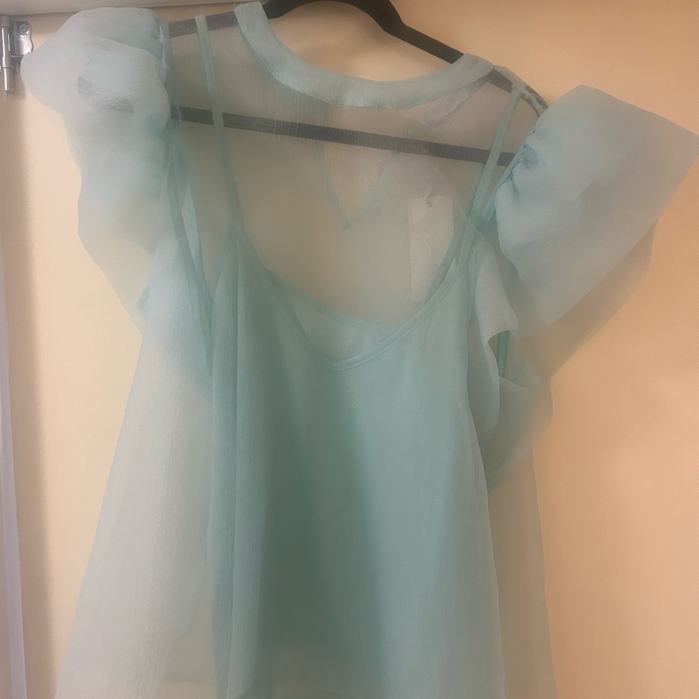 Chic Sheer Aqua Blouse
